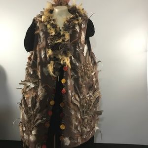 Handmade vest real feathers large tribal design large